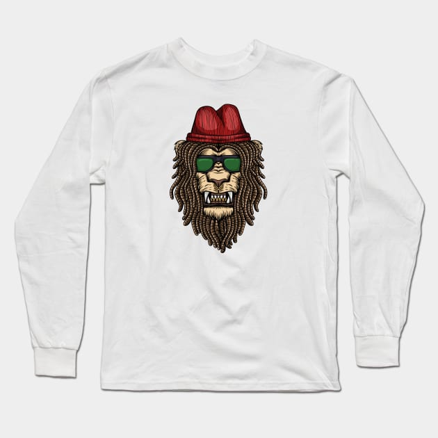 Rasta Lion Head Long Sleeve T-Shirt by Utopia Shop